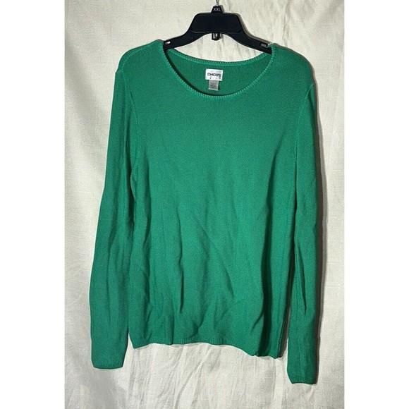 Chicos size 1 (8-10/M) green waffle knit sweater - Picture 2 of 8